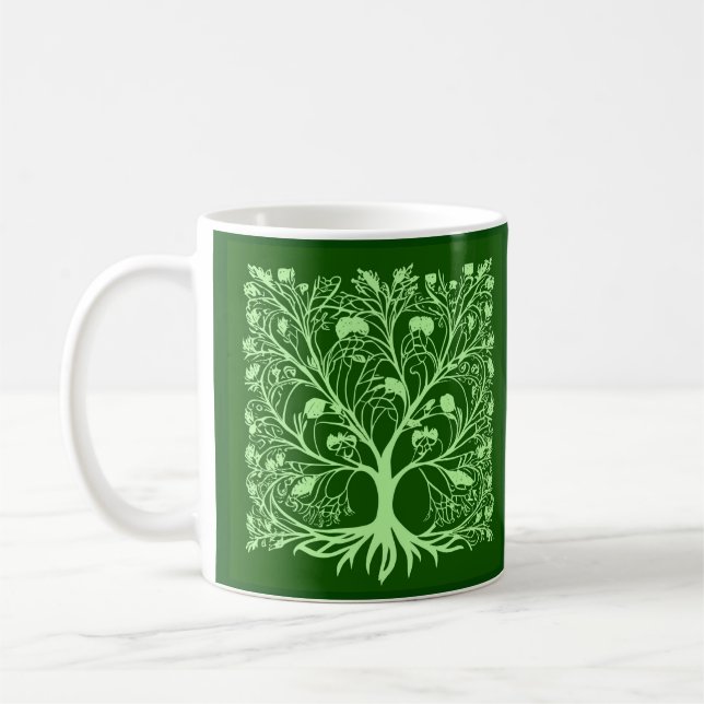 Taza De Café Árbol de vida #3 Luz y verde oscuro (Izquierda)