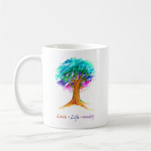 Árbol de vida amor Unidad café Mug