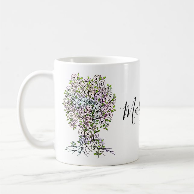 Taza De Café Árbol De Vida - Espirales Salen Frutas 1 (Izquierda)
