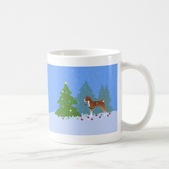 Taza De Café Árbol decorativo Basenji en el bosque (Derecha)