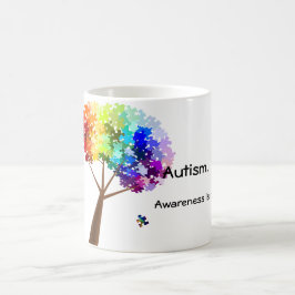 Taza De Café Árbol del rompecabezas del arco iris de la