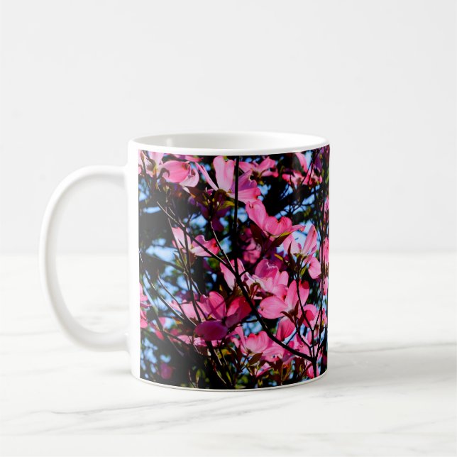 Taza De Café Árbol Dogwood con flores rosadas Café Mug (Izquierda)