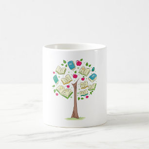 Taza De Café Árbol educativo del conocimiento con libros