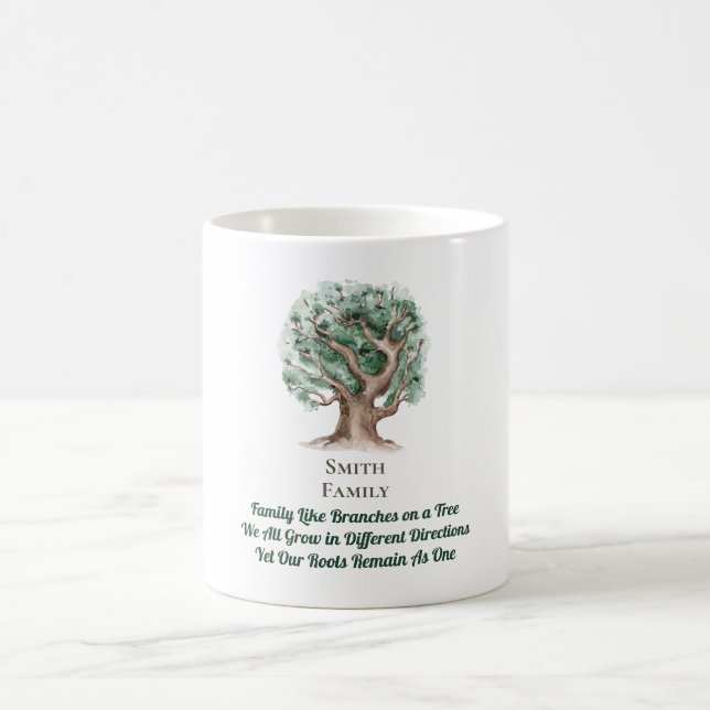 Taza De Café Árbol familiar moderno monogramado (Centro)