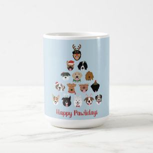 Taza De Café Árbol feliz de Navidad del perro de los Pawlidays
