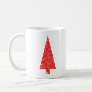 Taza De Café Árbol festivo rojo. Rojo y blanco. La Navidad