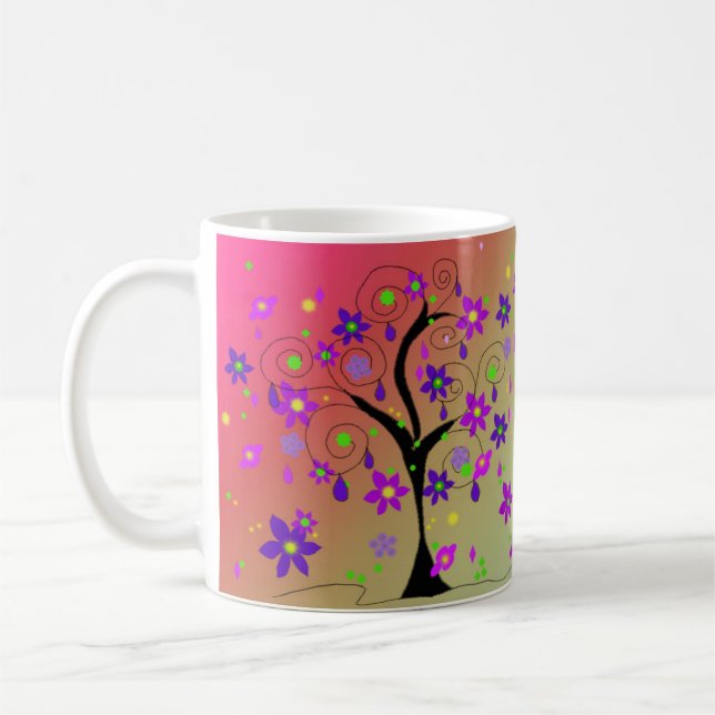 Taza De Café Árbol floral caprichoso (Izquierda)