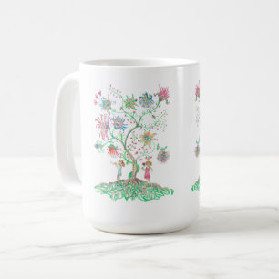 Taza De Café Árbol Floral Caprichoso