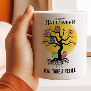 Taza De Café Árbol genealógico de búhos espeluznantes Halloween