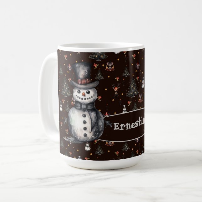 Taza De Café Árbol gótico de Navidad Creepy Snowmen (Anverso izquierdo)