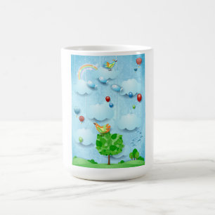 Taza De Café Árbol grande y peces voladores
