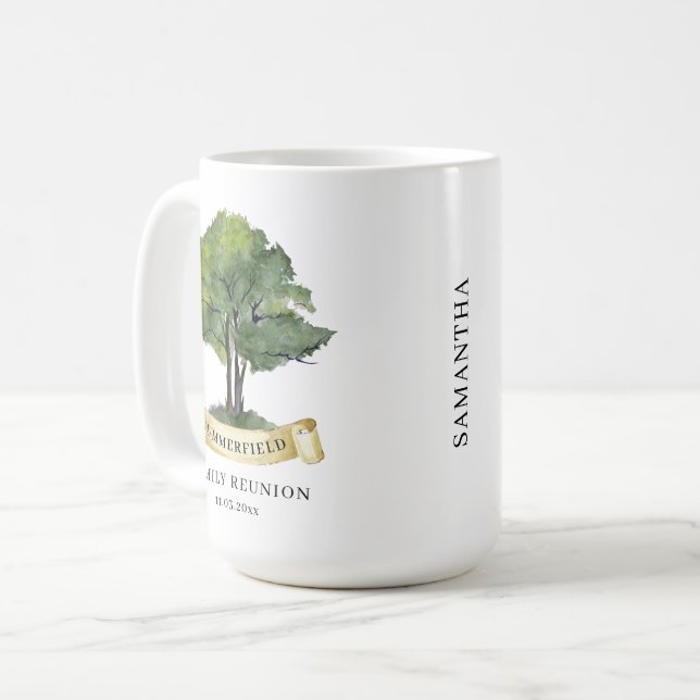 Taza De Café Árbol Keepsake de primos de la unión familiar pers (Anverso izquierdo)