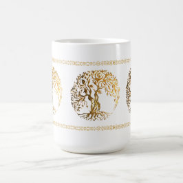 Taza De Café Árbol Mehndi de la Vida (Oro)