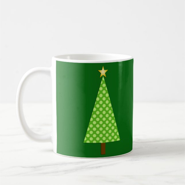 Taza De Café Árbol moderno de Navidad del Punto Verde de Polka  (Izquierda)
