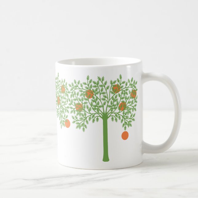 Taza De Café Árbol Naranja estilizado (Derecha)