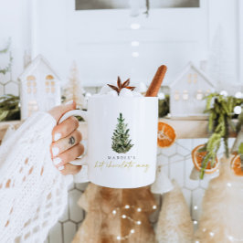 Taza De Café Árbol navideño acuarela Navidades personalizados