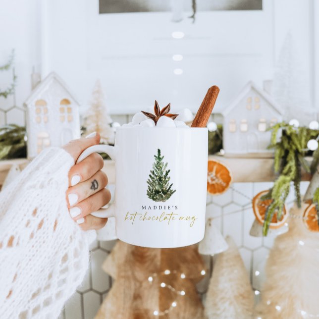 Taza De Café Árbol navideño acuarela Navidades personalizados (Subido por el creador)