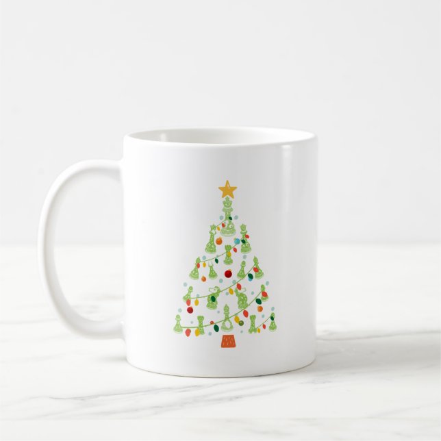 Taza De Café Árbol navideño de ajedrez - Despacho del Rey Reina (Izquierda)