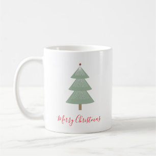 Taza De Café Árbol navideño moderno y Feliz Navidad