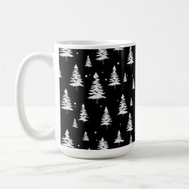 Taza De Café Árbol negro y blanco de Navidad