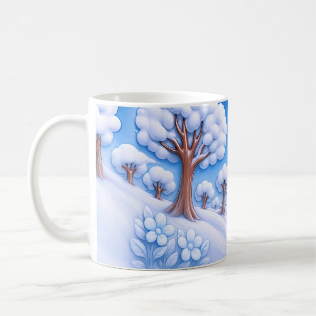 Taza De Café Árbol nevado de invierno (Izquierda)