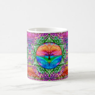 Taza De Café Árbol que calma de la vida en colores del arco