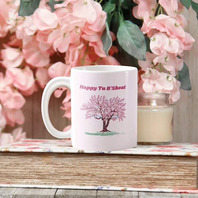 Taza De Café Árbol rosa feliz tu B'shvat (Subido por el creador)