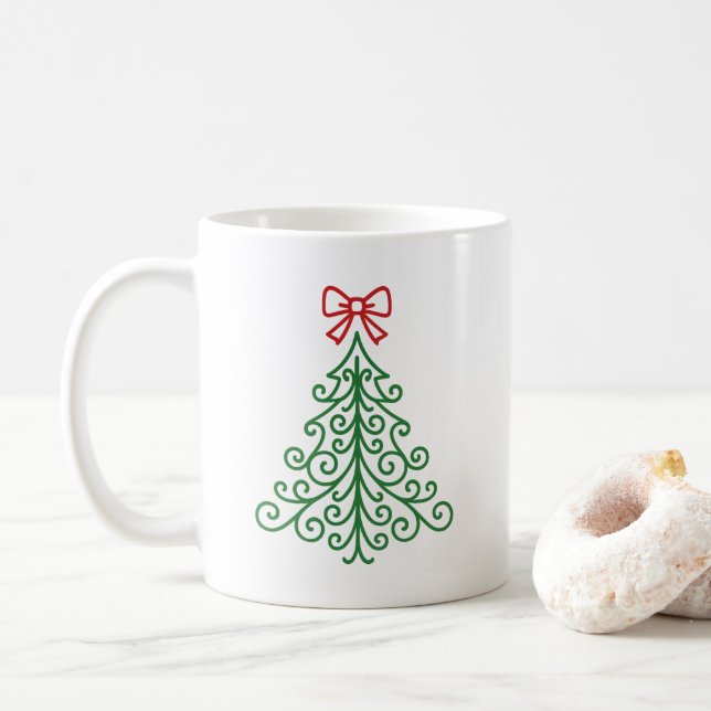 Taza De Café Árbol simple con Navidades modernos y bajos (Con donut)