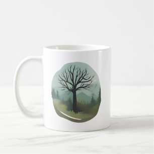 Taza De Café Árbol solitario en montañas macizas