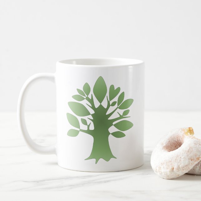 Taza De Café Árbol verde perpetuo Amor Línea infinita Arte (Con donut)