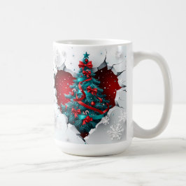 Taza De Café Árbol vintage de Navidad, rojo/Verde azulado - Man