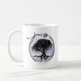 Taza De Café Árbol Willow de la diosa de la pluma y la tinta