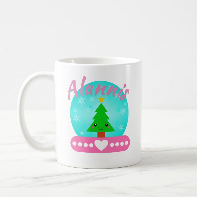 Taza De Café Árbol Y Corazón De Navidad Personalizados (Izquierda)