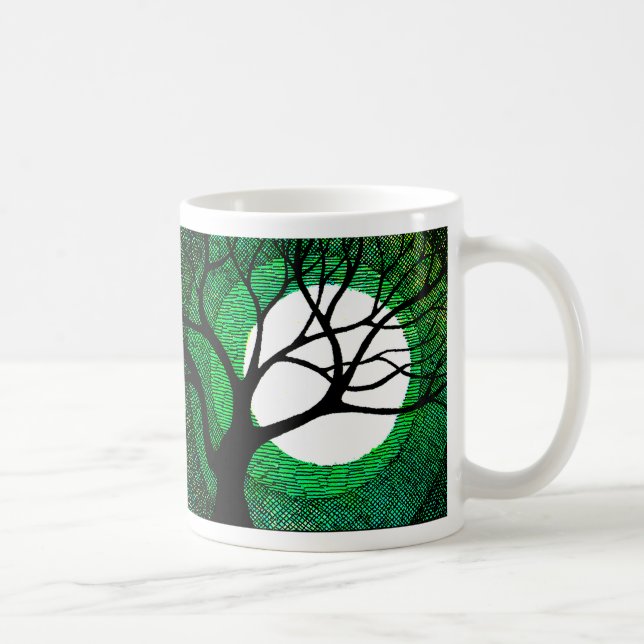 Taza De Café Árbol y luna - verde (Derecha)