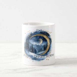 Taza De Café Árboles Azules Dorados Imagina Sueña Cree  