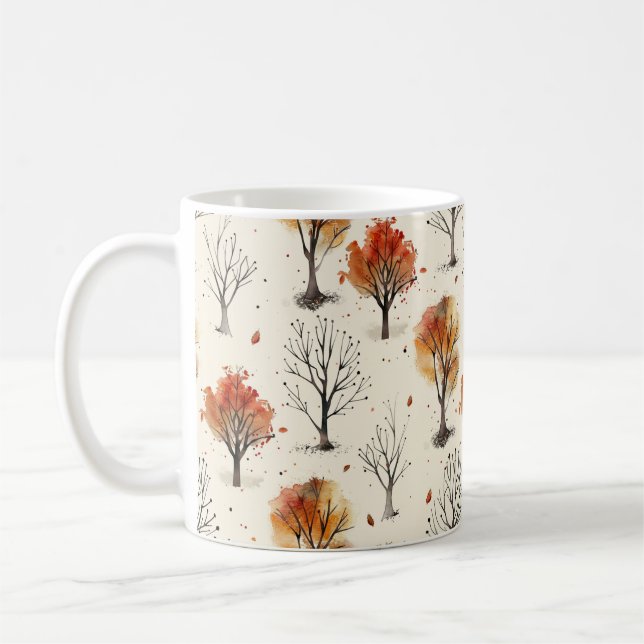 Taza De Café Árboles caídos simples Imprimir estética otoñal (Izquierda)