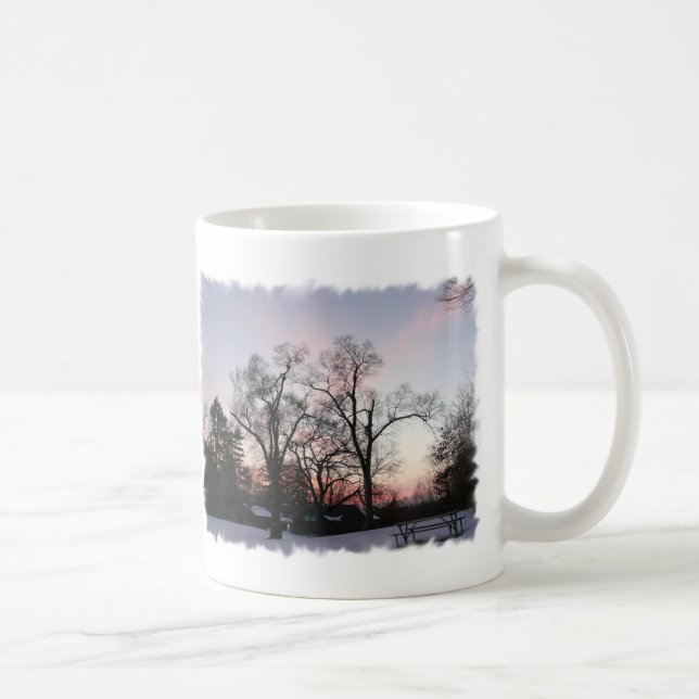 Taza De Café Árboles con una puesta del sol (Derecha)