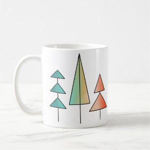 Taza De Café árboles de arcoíris modernos de mediados de siglo 