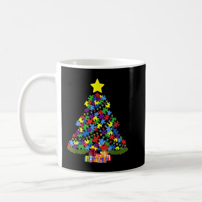 Taza De Café Árboles de autismo Navidades ante conciencia de au (Izquierda)