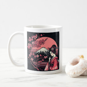 Taza De Café Árboles de flores de cerezo japoneses del Monte Fu