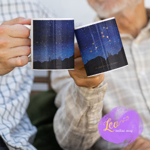 Taza De Café Árboles de la Noche Estrellada Leo Constelación de