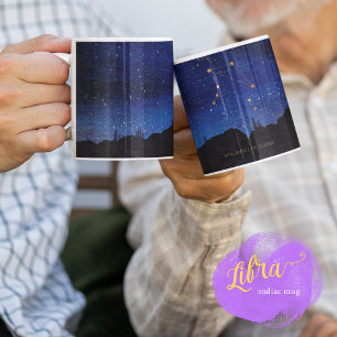 Taza De Café Árboles de la Noche Estrellada Libra Zodiaco Const