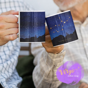 Taza De Café Árboles de la Noche Estrellada Virgo Zodiaco Const