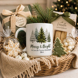 Taza De Café Árboles de Navidad Alegres y Brillantes Recuerdo F