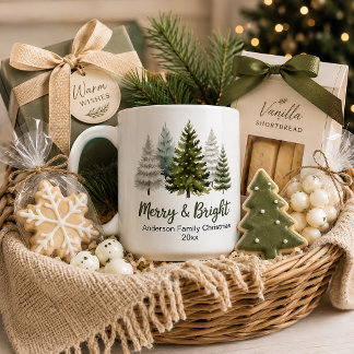 Taza De Café Árboles de Navidad Alegres y Brillantes Recuerdo F