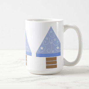 Taza De Café Árboles de Navidad Azules Caprichosos