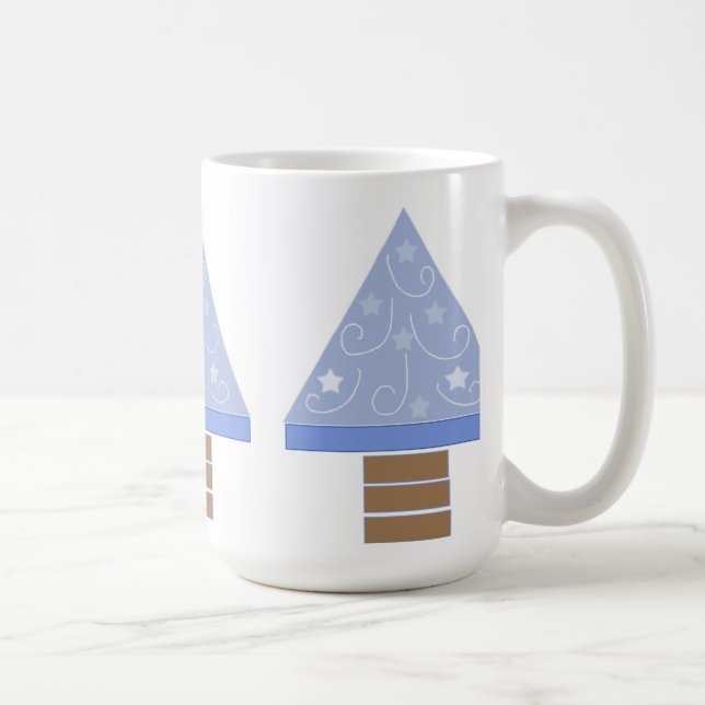 Taza De Café Árboles de Navidad azules y caprichosos (Derecha)
