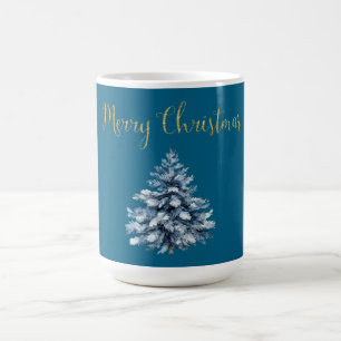 Taza De Café Árboles de Navidad blancos azules
