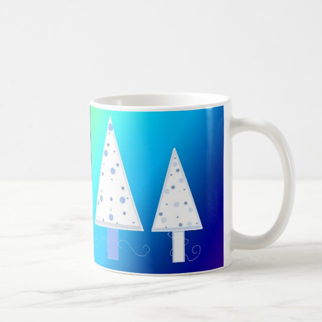 Taza De Café Árboles de Navidad blancos bonitos (Derecha)