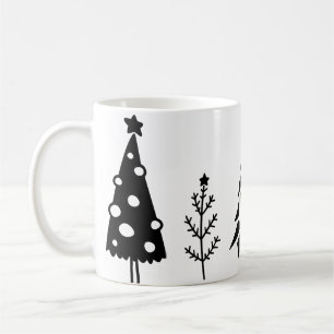 Taza De Café Árboles de Navidad blancos y negros café Mug